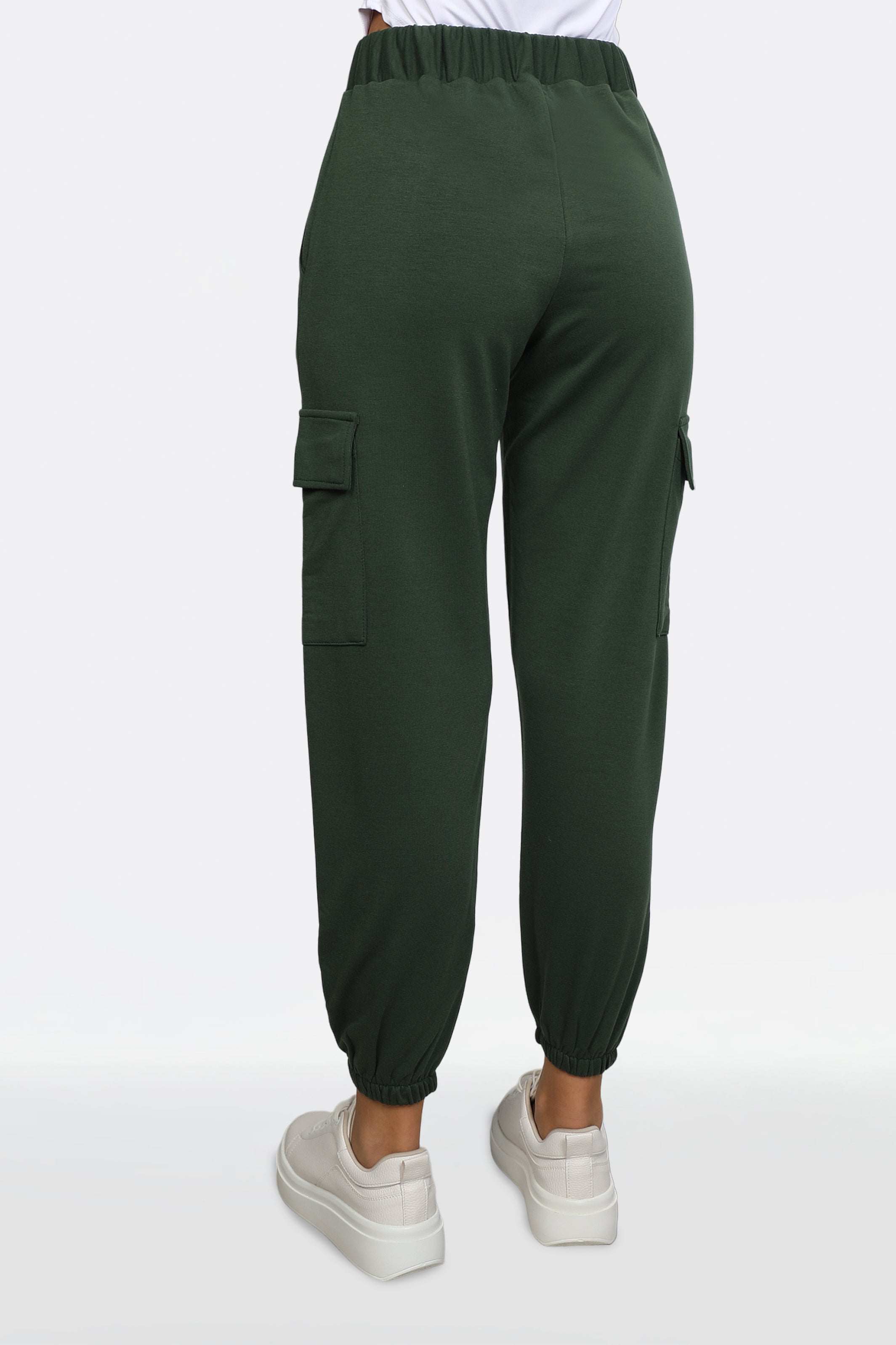 Women Belted Green Sweatpants