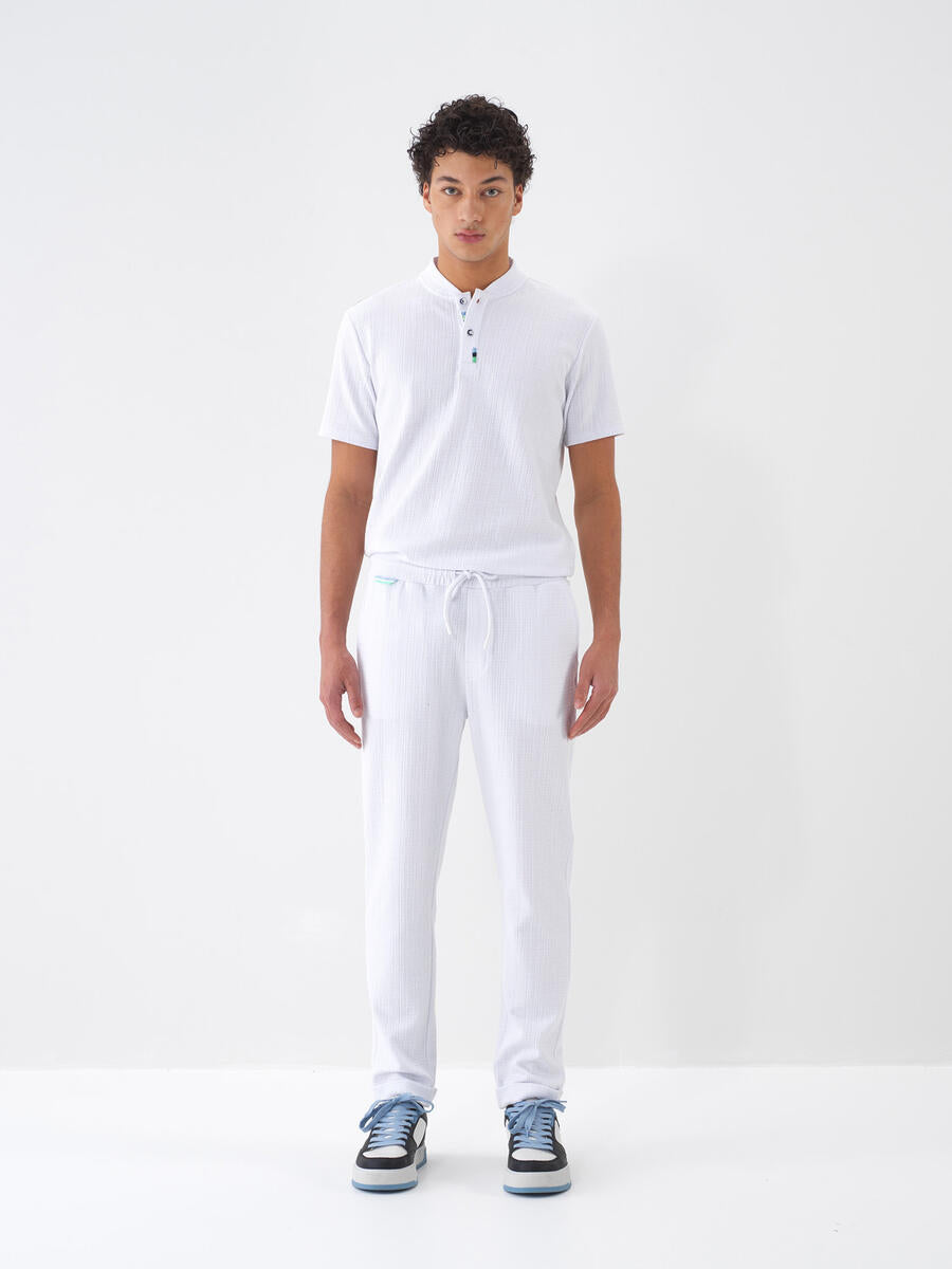 Xint Cotton Regular Fit White Jogger Trousers