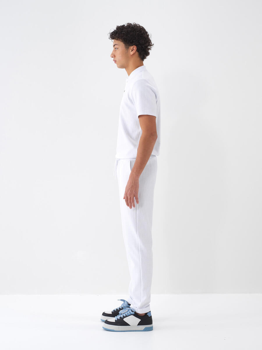 Xint Cotton Regular Fit White Jogger Trousers
