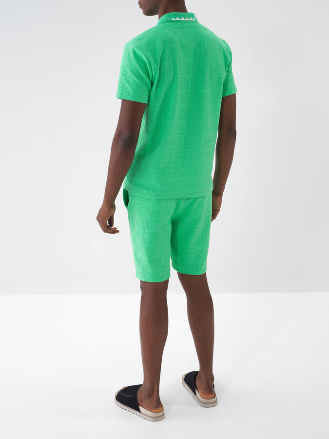 Xint Regular Fit Green Cotton Short