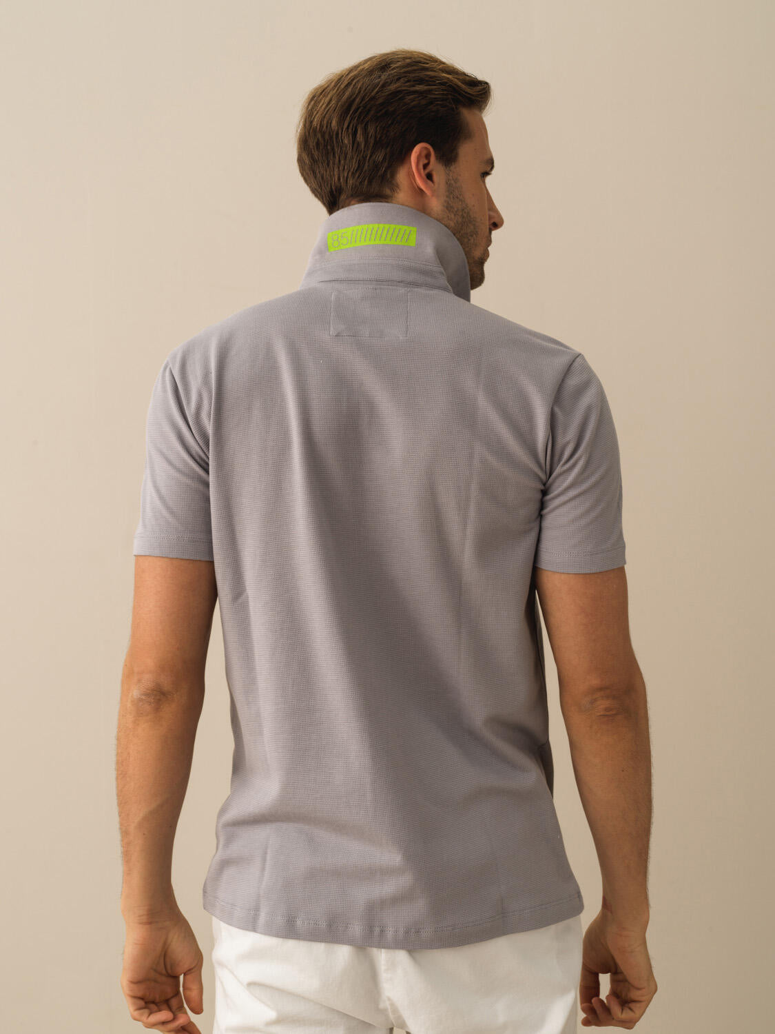 Men Pique Grey Polo With Unique Design
