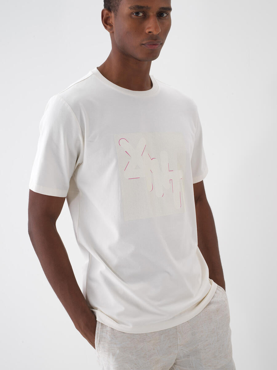 Xint Men Printed Off White T-shirt