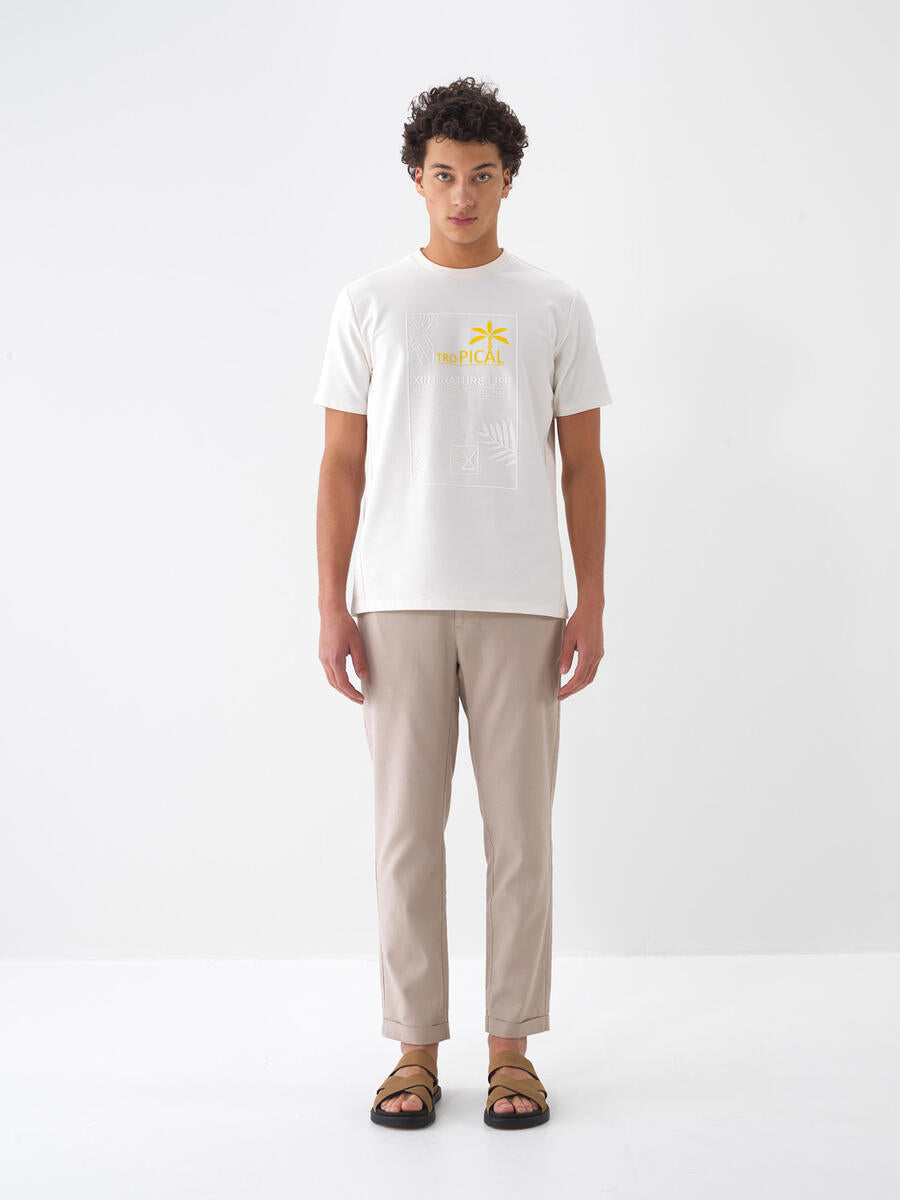 Xint Cotton Tropical Design Off White T-shirt