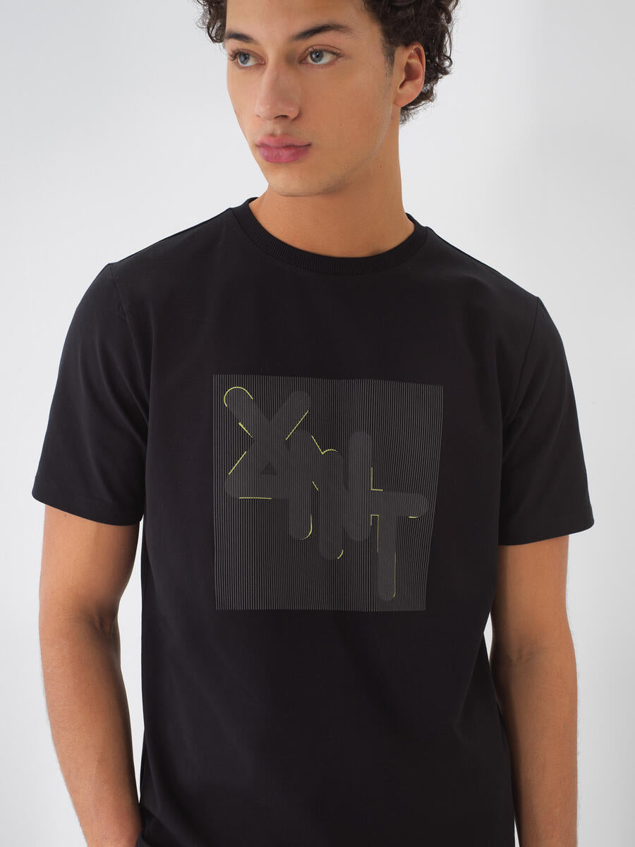 Xint Men Printed Black T-shirt