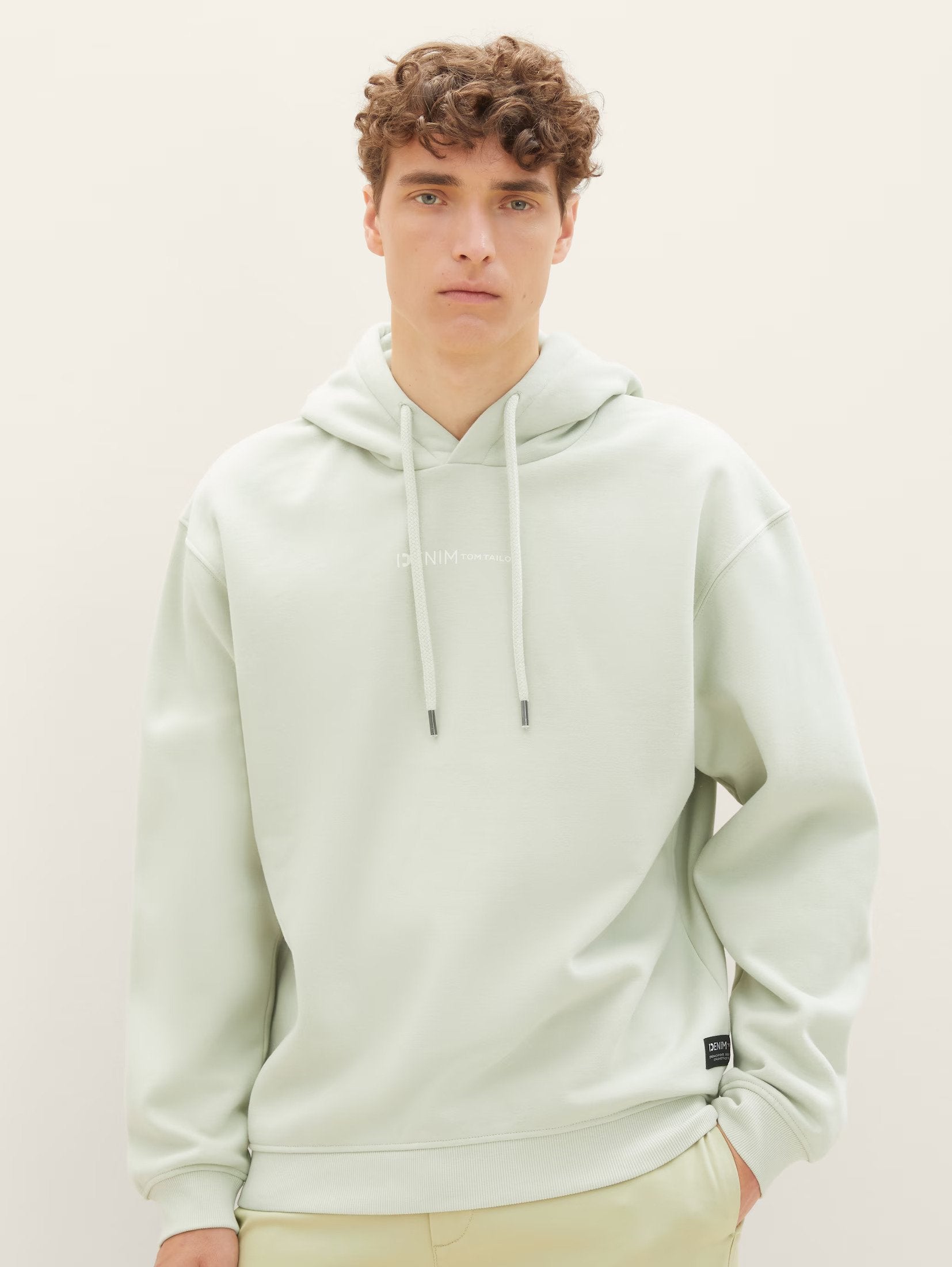 Tom Tailor Text Print Lime Green Hoodie