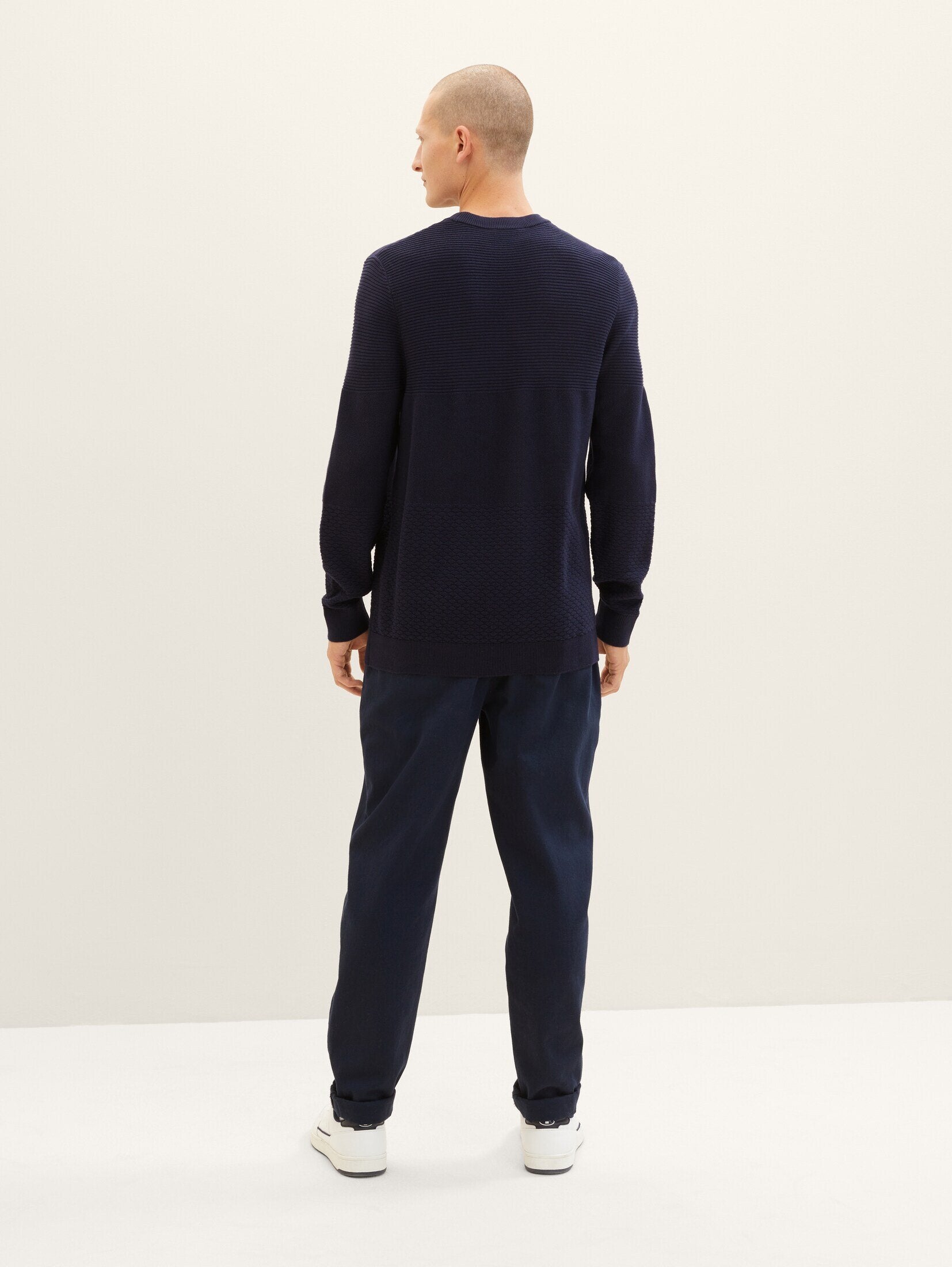 Tom Tailor Knitted Patterned Navy Sweater