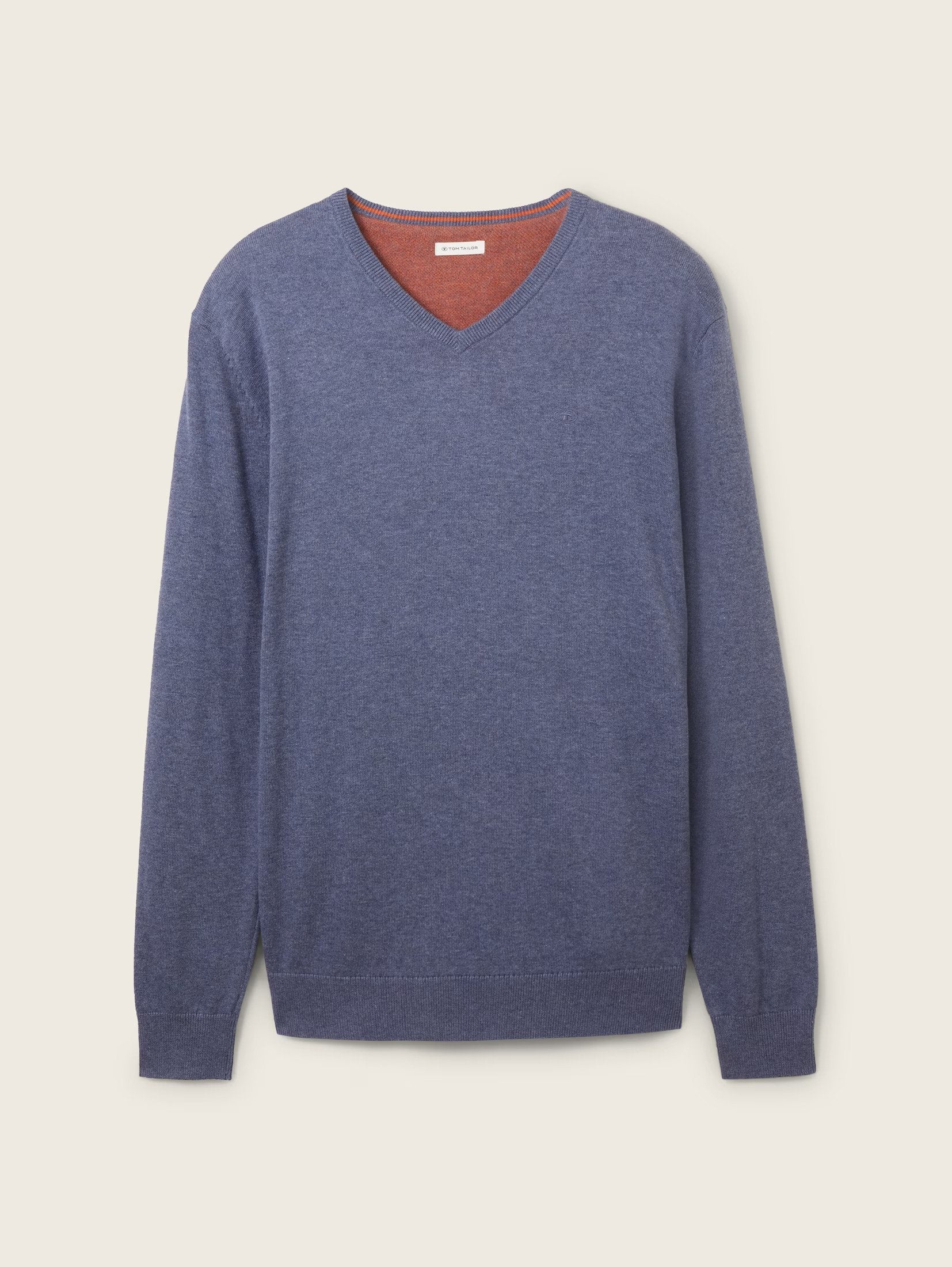 Tom Tailor Basic Knitted V-Neck Indigo Blue Sweater