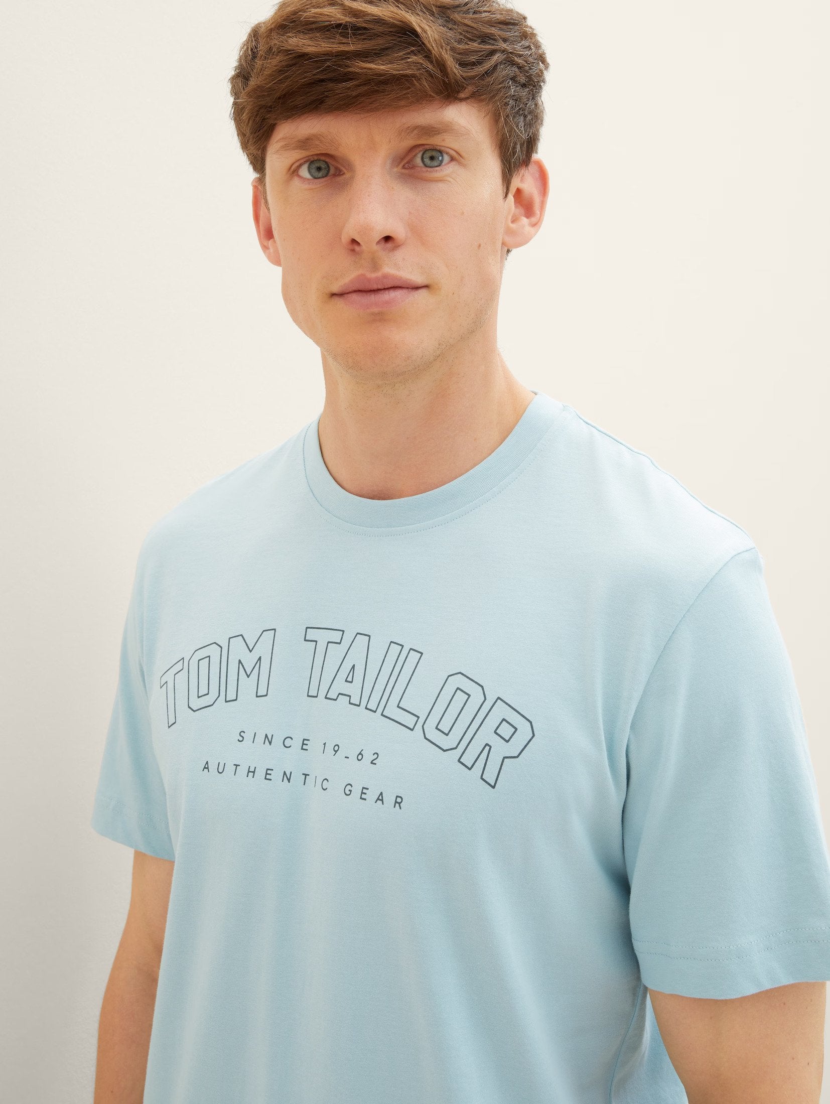 Tom Tailor Logo Printed Light Blue T shirt